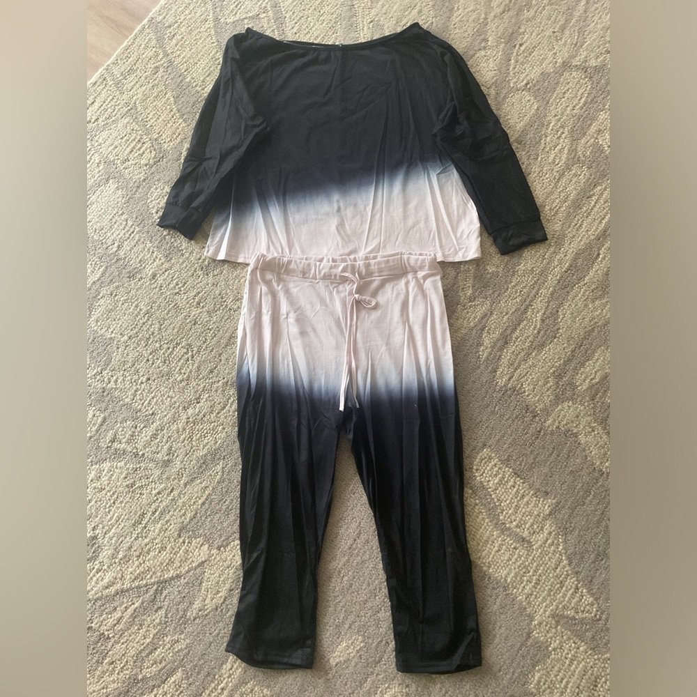 Women’s Ombre Loungewear Set Pajama – 3/4 Sleeve Top & Pants – Size 2XL